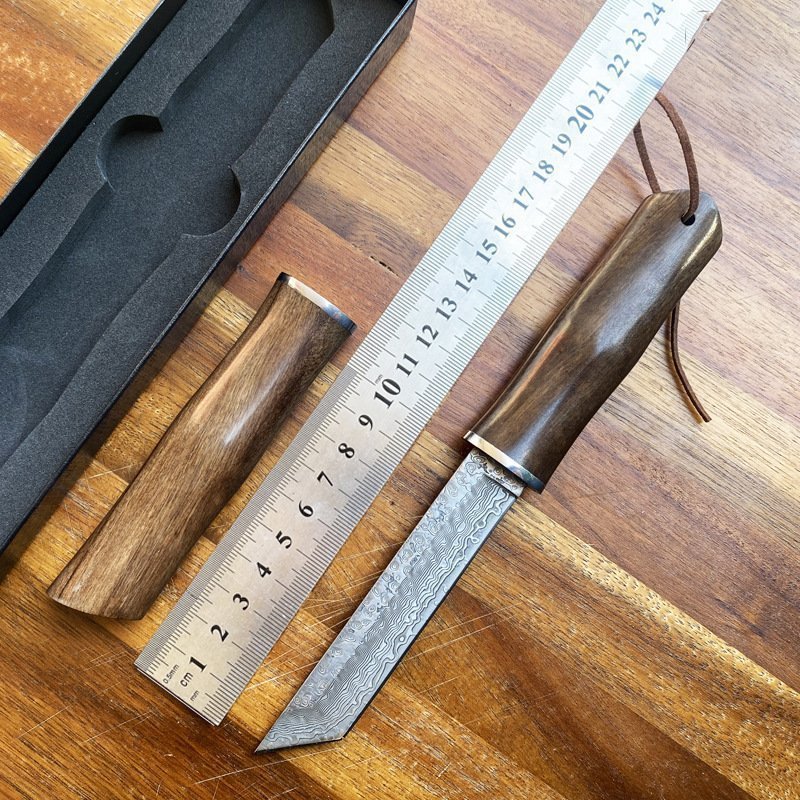 O1CN01m7JskG22mhv2zbD8e_2212307527163-0-cib.jpg Bambus geschmiedet Damaszener Stahl gerade Messer Sammlung Scheide Messer Outdoor Messer Selbstverteidigung – Bild 1